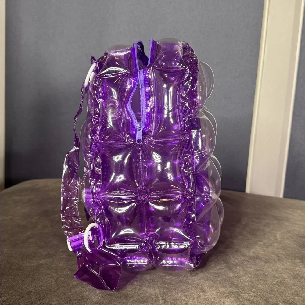 Purple Inflatable Bubble Backpack Zipper Closure One Size NEW